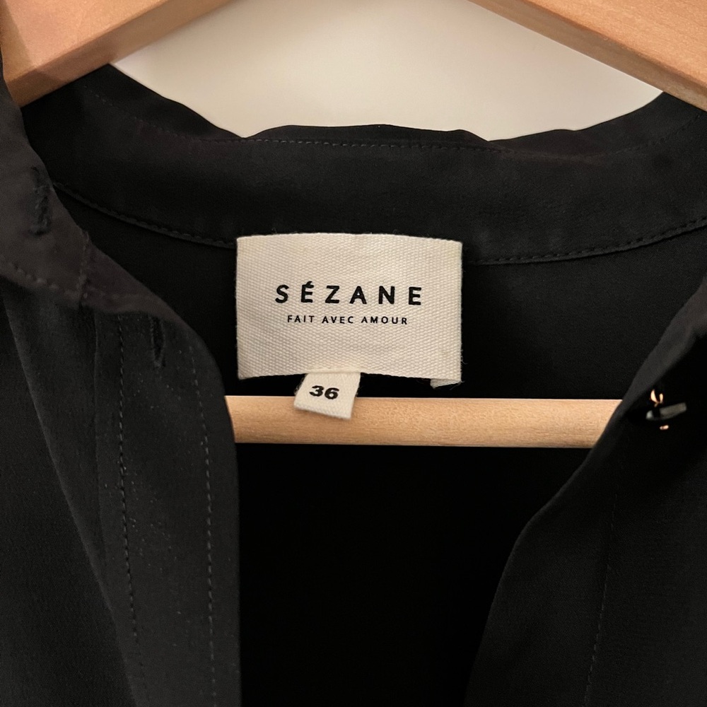 Sezane Chemise Boy - Black - 100% Silk - Size 36 - Picture 3 of 3